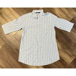 LAUREN Ralph Lauren Pinstripe Roll Tab Tunic Shirt Monogram Women’s LARGE